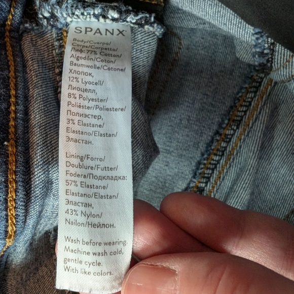 Spanx Jeans Distressed Elastic Waist Womens M Ankle Skinny Stretch High Rise - Picture 8 of 13